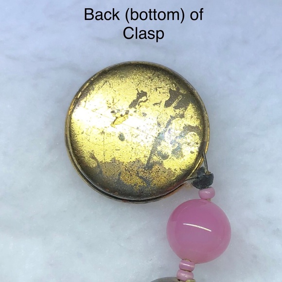 RARE Large Venetian Wedding Cake pink-Purple handmade Glass Bead Necklace 18” - Picture 10 of 15